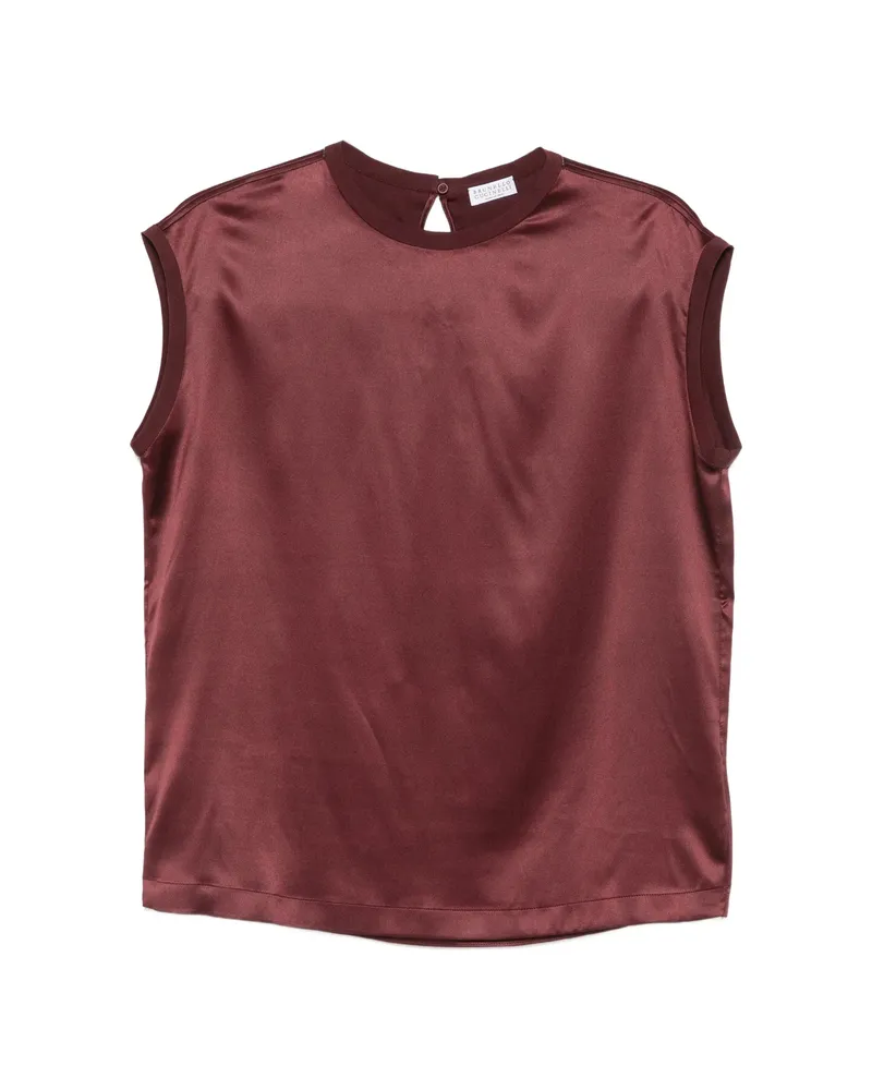 Brunello Cucinelli Satin Cap-sleeve Top Red
