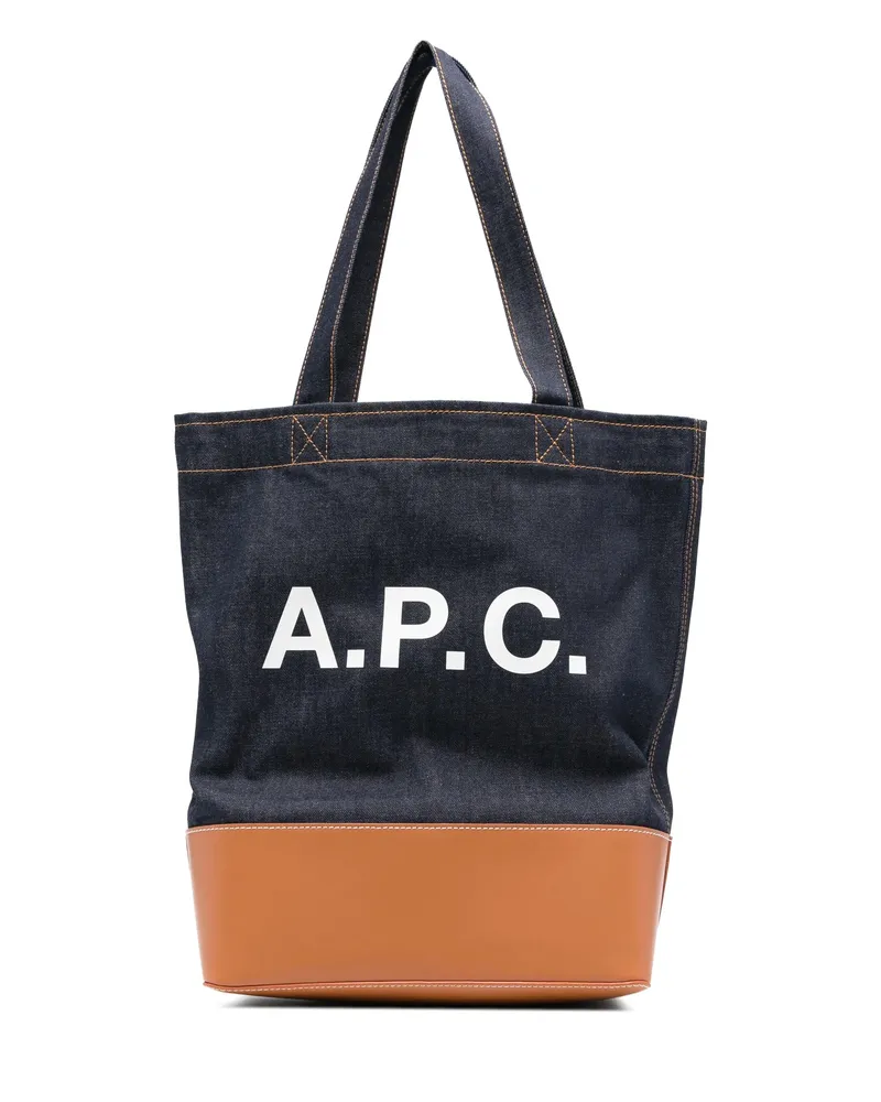 A.P.C. A. p.c. Medium Logo-detail Denim Tote Bag Blue
