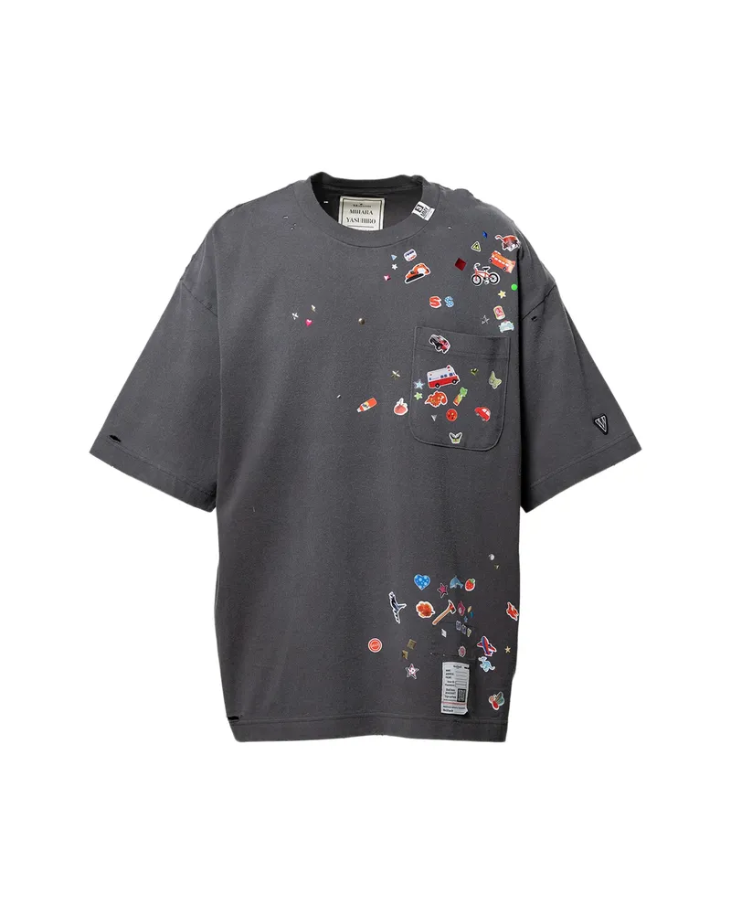 MIHARAYASUHIRO Sticker-print T-shirt Grey