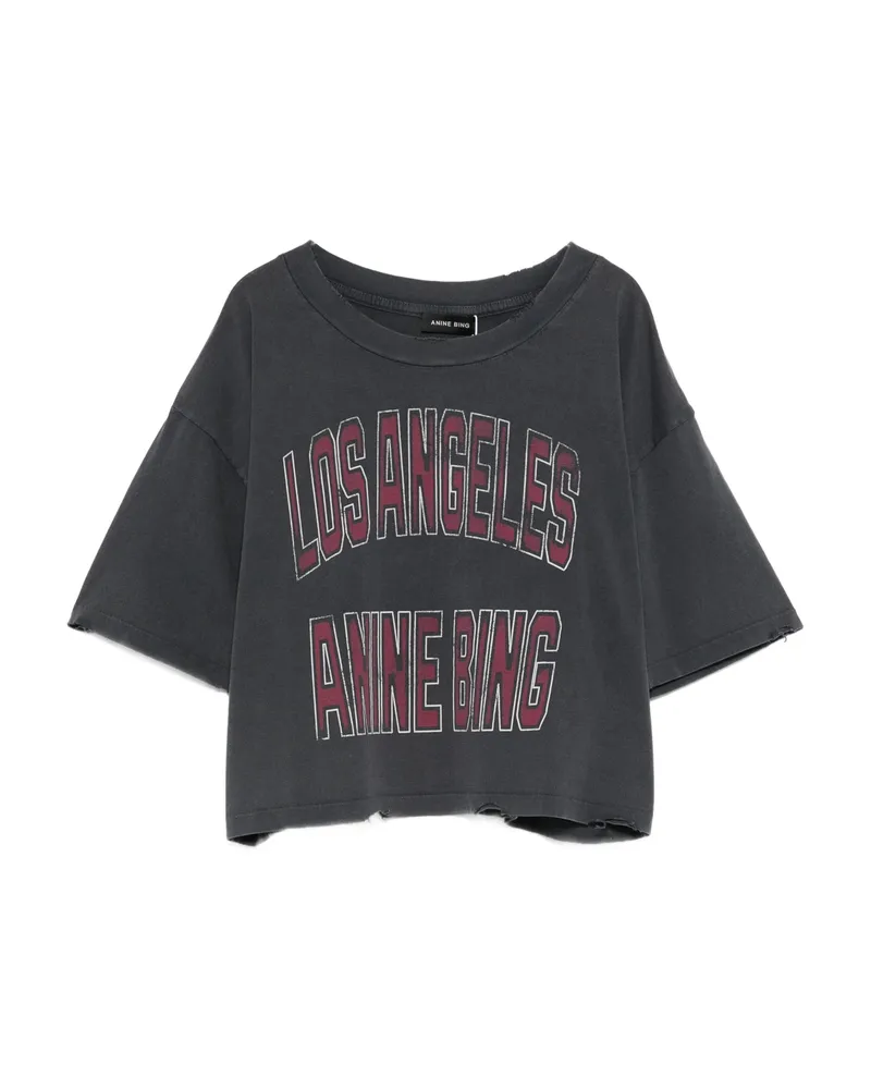 Anine Bing Johnny Logo T-shirt Grey