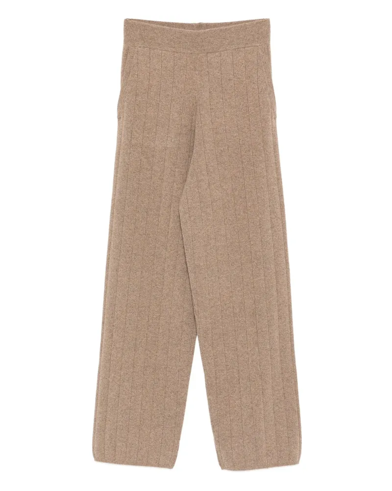 Max Mara Ribbed Wide-leg Jardin Track Pants Neutrals