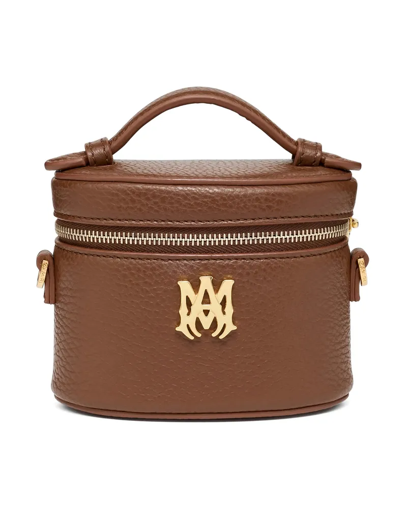 Amiri Nano Logo Leather Vanity Bag Brown