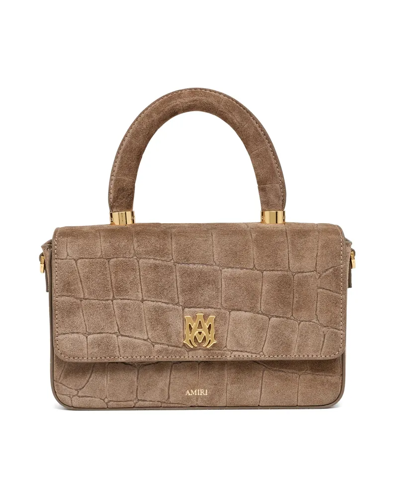 Amiri Croc-effect Suede Cross Body Bag Neutrals