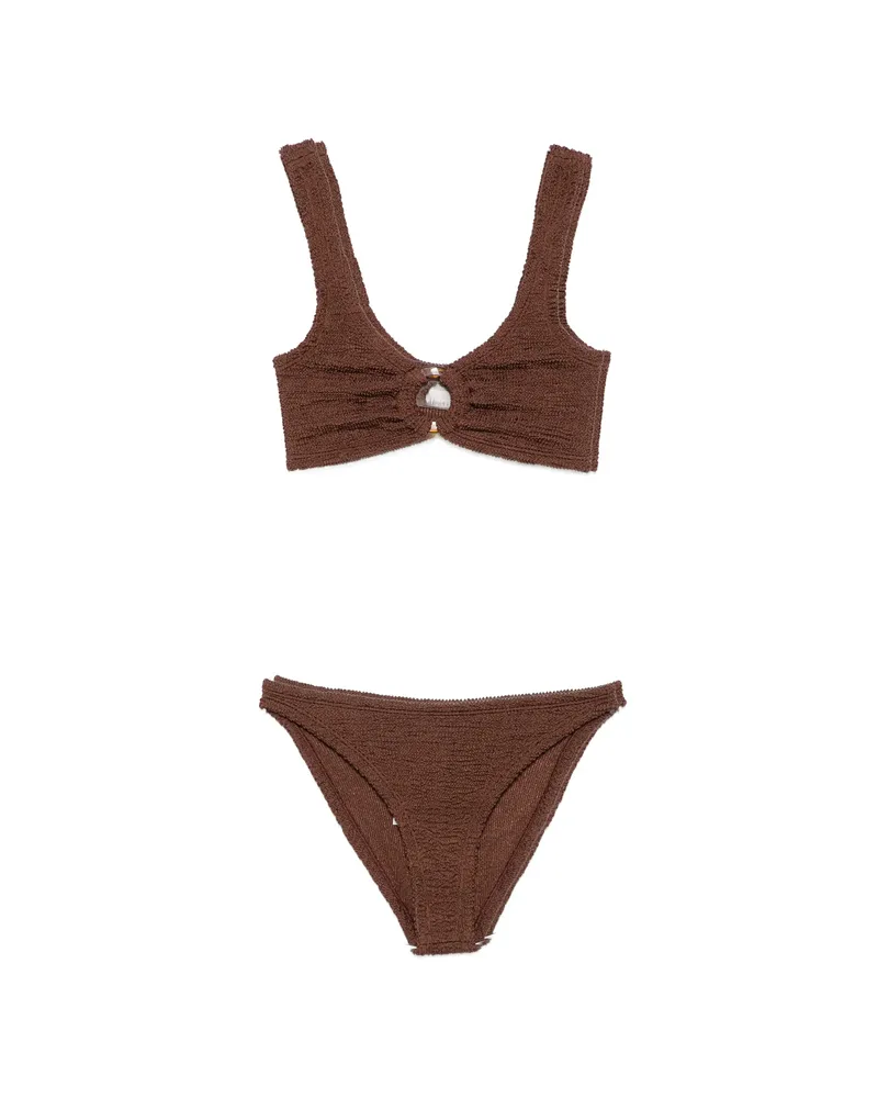 Hunza G Julia Metallic Crinkle Bikini Brown