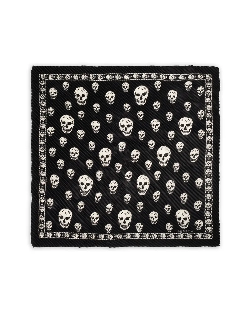 Alexander McQueen Skull-print Plissé Scarf Black