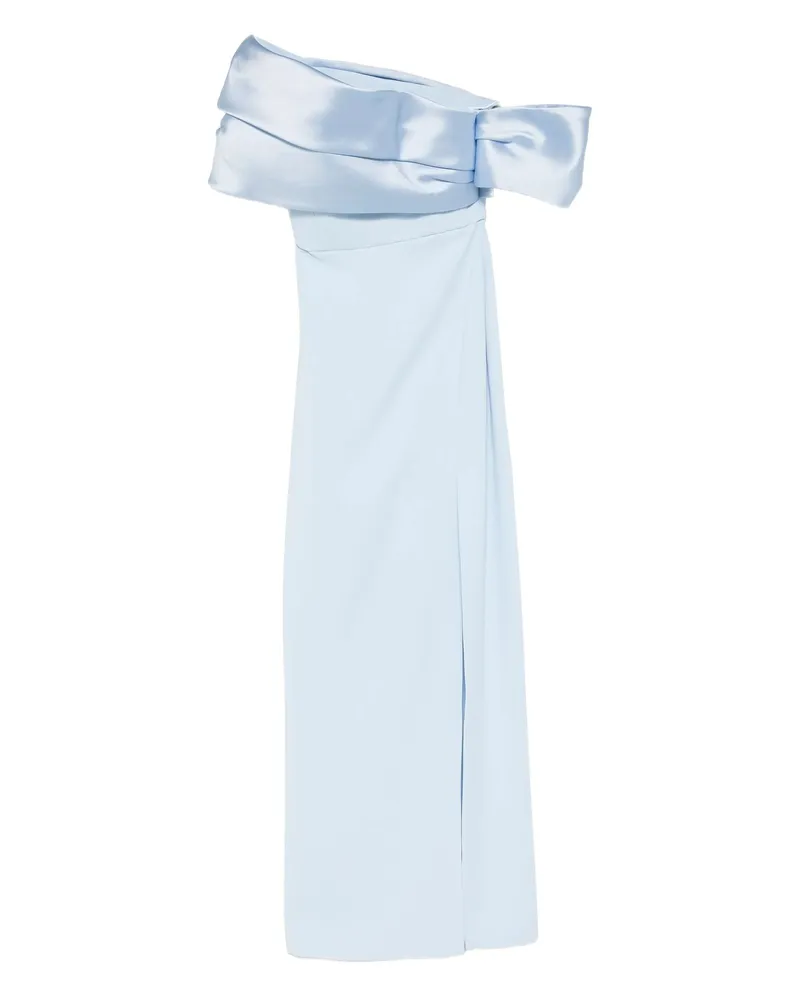 Solace London Draped Off-shoulder Dress Blue