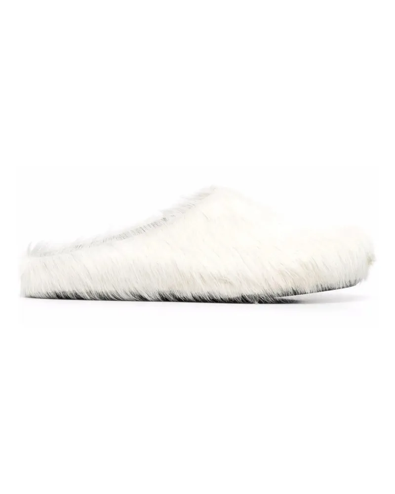 Marni Fussbet Sabot Calf-hair Slippers White