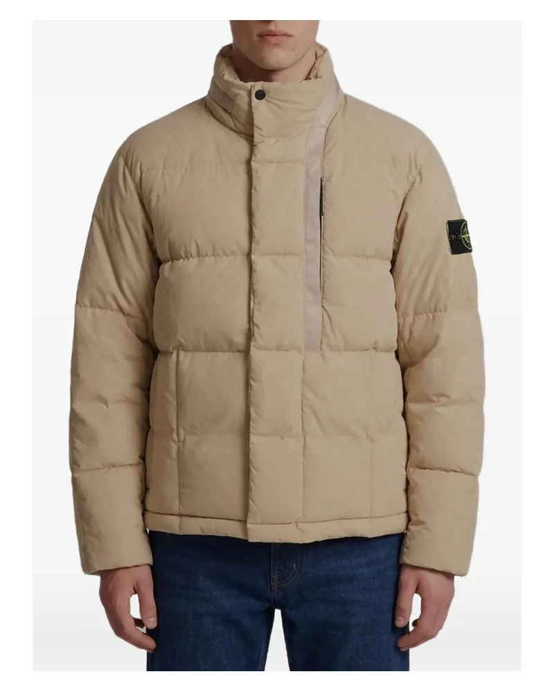 Stone Island Quilted Logo-patch Jacket Neutrals