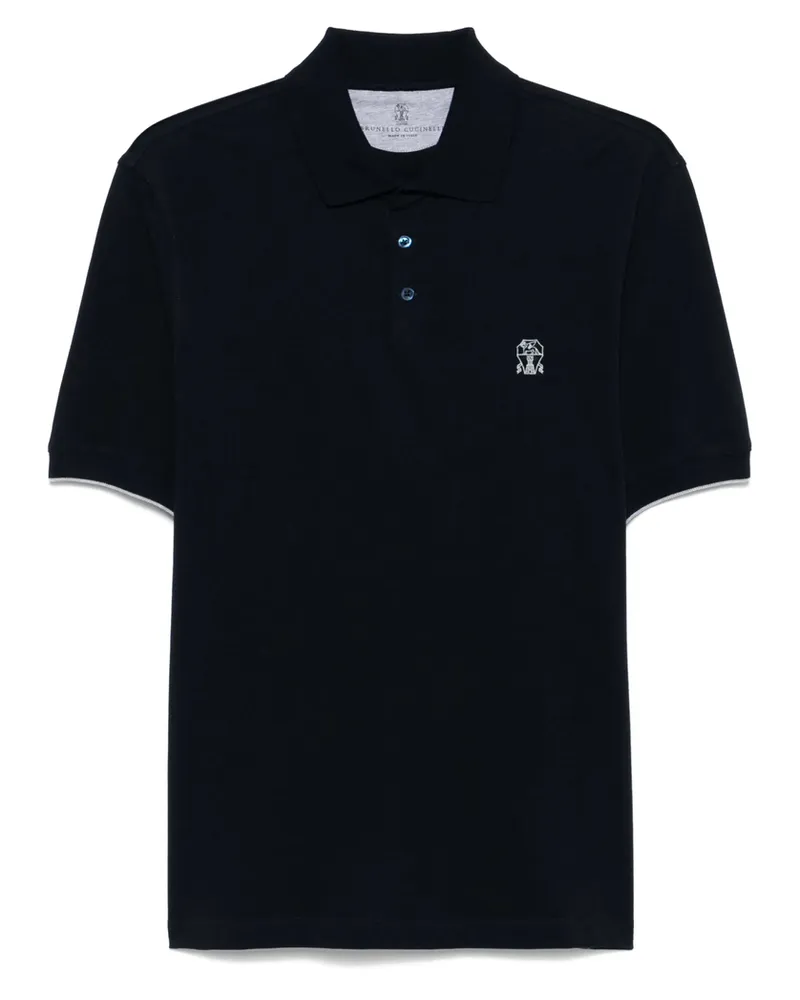 Brunello Cucinelli Logo-embroidered Polo Shirt Blue