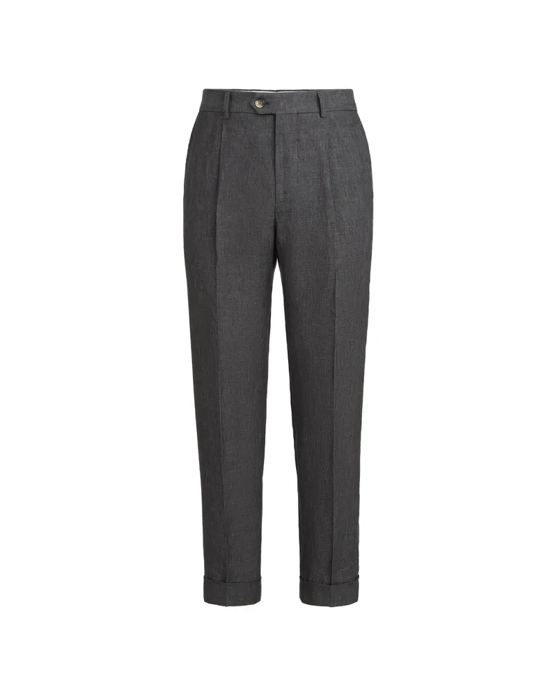 Brunello Cucinelli Pleat Delave Linen Trousers Grey