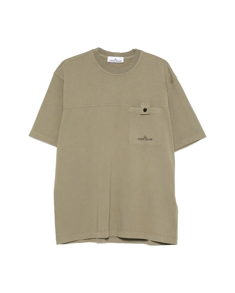 Stone Island Logo-print Chest-pocket T-shirt Green