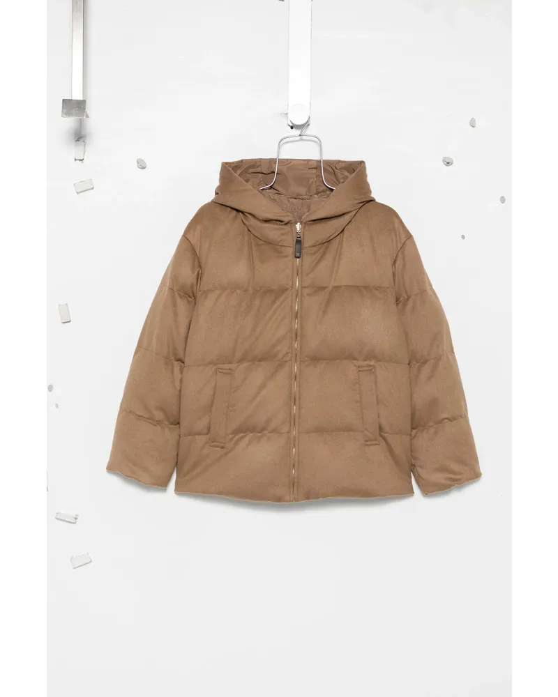 Max Mara Hooded Quilted Jacket Brown