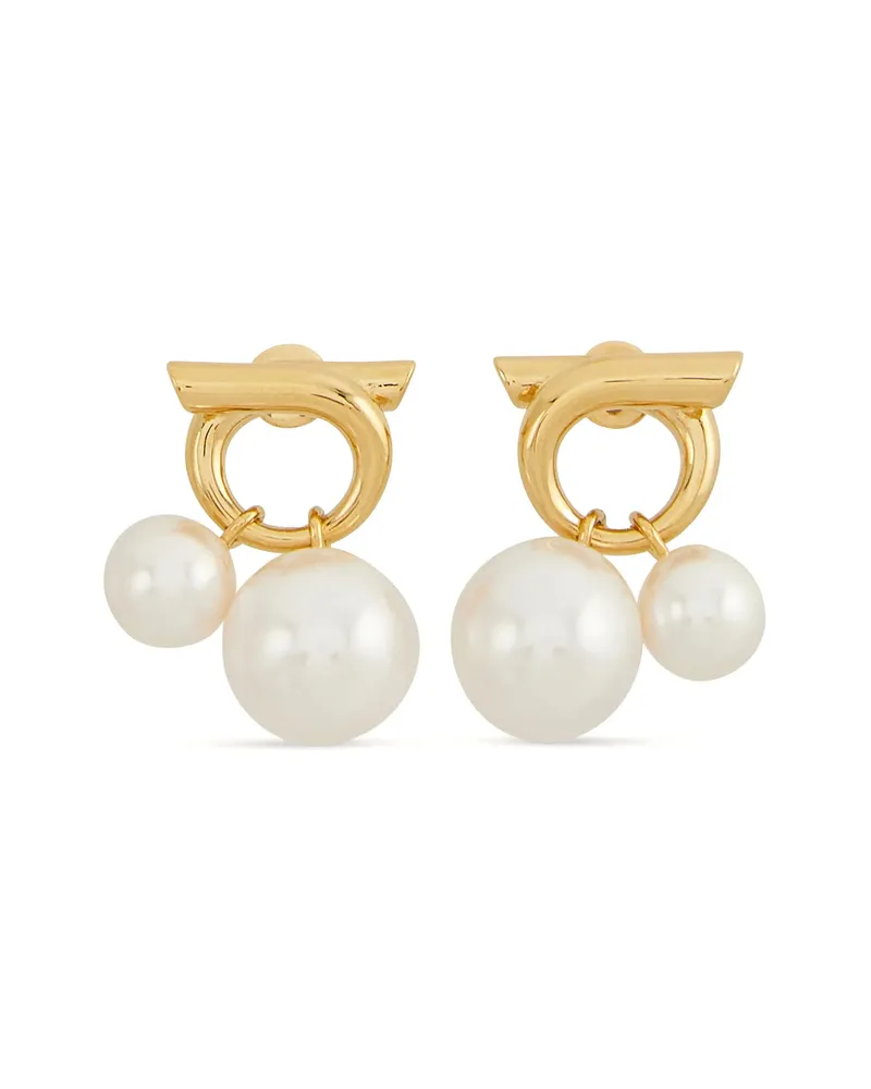 Ferragamo Faux-pearl Embellished Earrings Gold