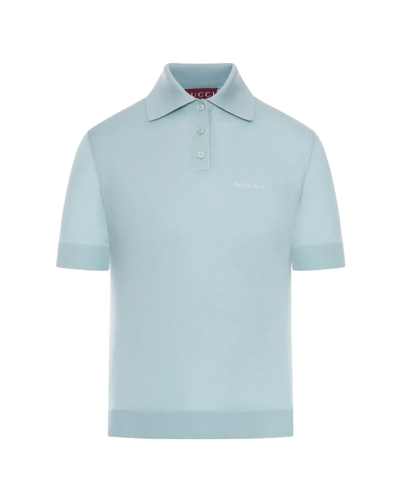 Gucci Logo Polo Top Blue