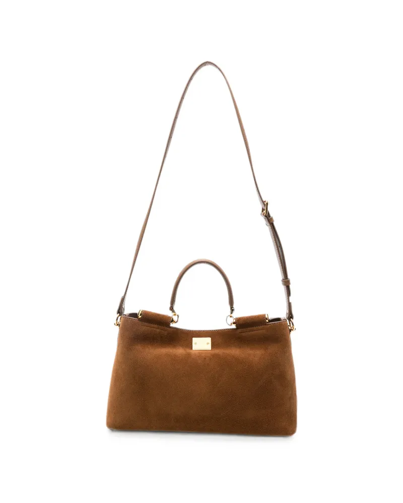 Dolce & Gabbana Sicily Logo-plaque Tote Bag Brown