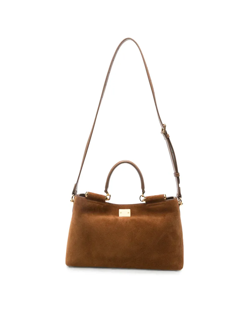 Dolce & Gabbana Sicily Suede Tote Bag Brown