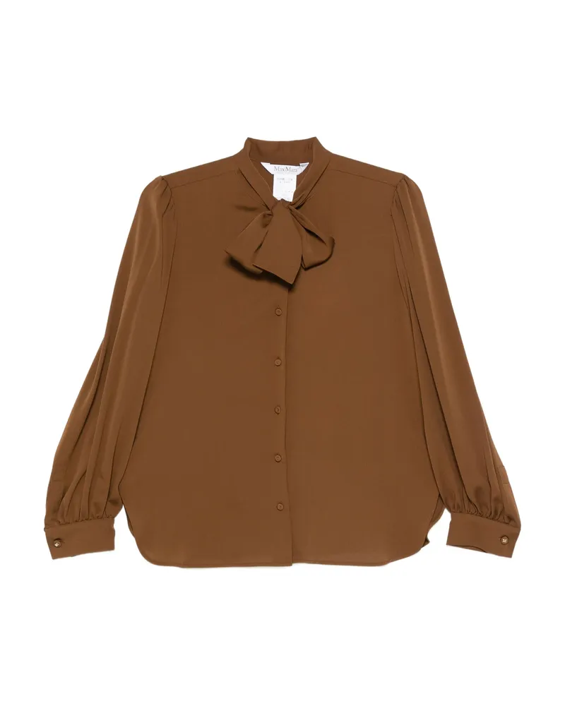 Max Mara Bow-detailing Buttoned Blouse Brown
