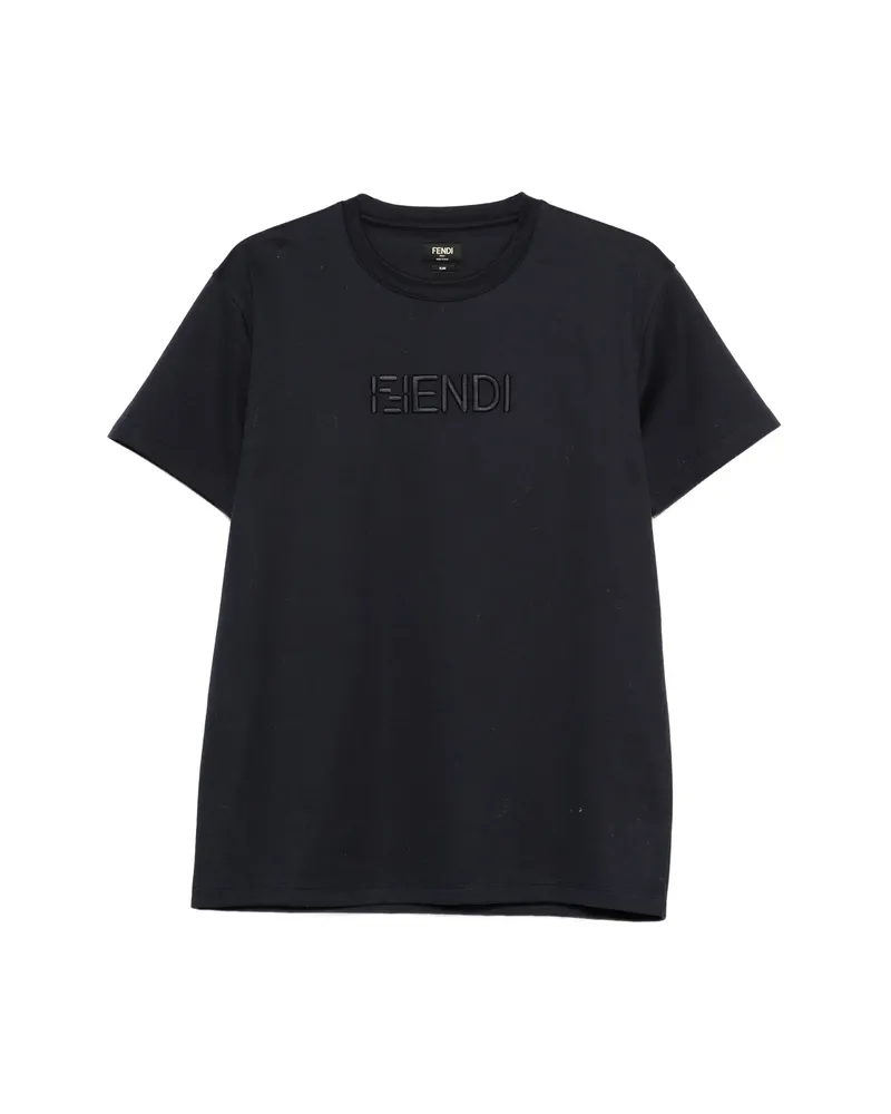 Fendi Embroidered-logo T-shirt Blue