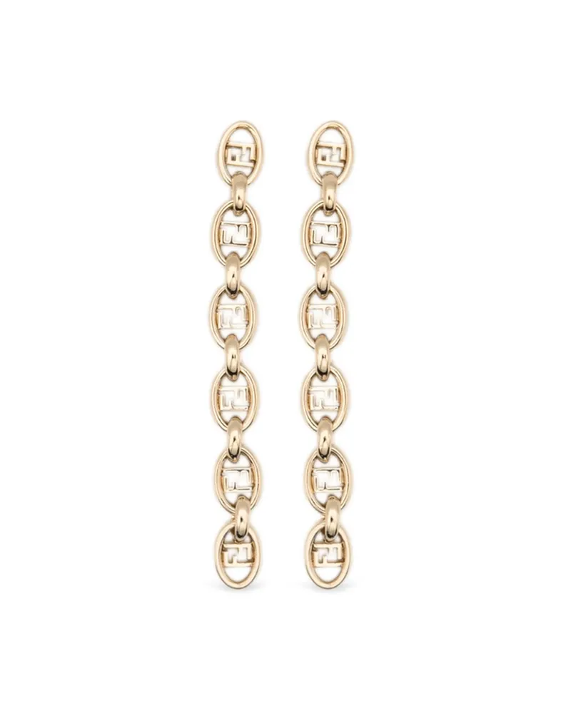 Fendi O'Lock Chain-link Drop Earrings Gold