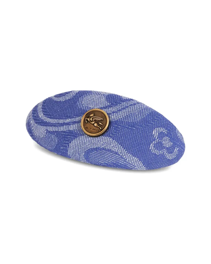 Etro Jacquard Denim Hair Clip Blue