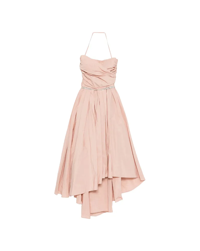 Pinko Strapless Ruched Asymmetric Midi Dress Pink
