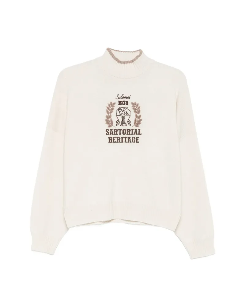 Brunello Cucinelli Sartorial Heritage-embroidered Cashmere Sweater Neutrals