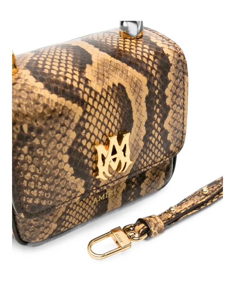 Amiri Nano MA Snakeskin-effect Logo-plaque Mini Bag Brown