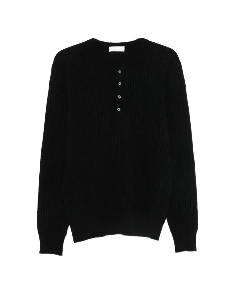 Roberto Collina Ribbed-knit Henley Sweater Black