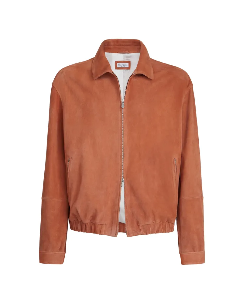 Brunello Cucinelli Suede Jacket Orange