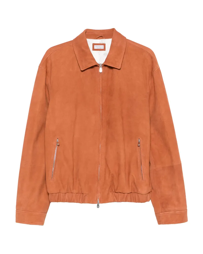 Brunello Cucinelli Suede Jacket Orange