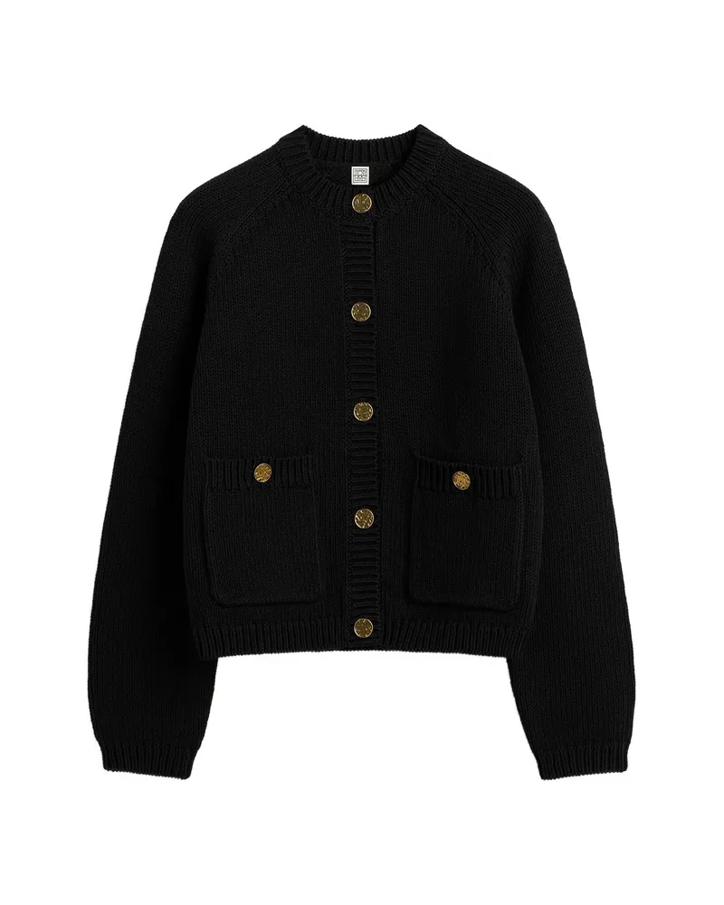 Totême Hammered-button Cotton Cardigan Black Black