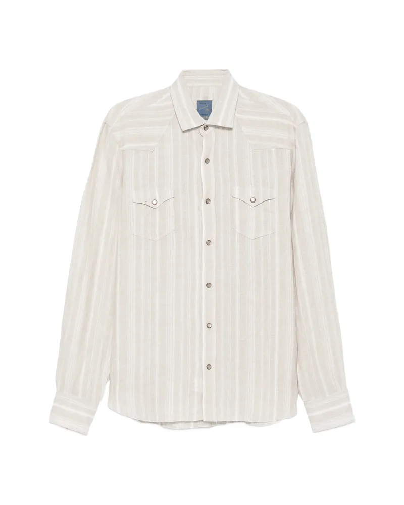 BARBA Striped Flap-pockets Shirt Neutrals