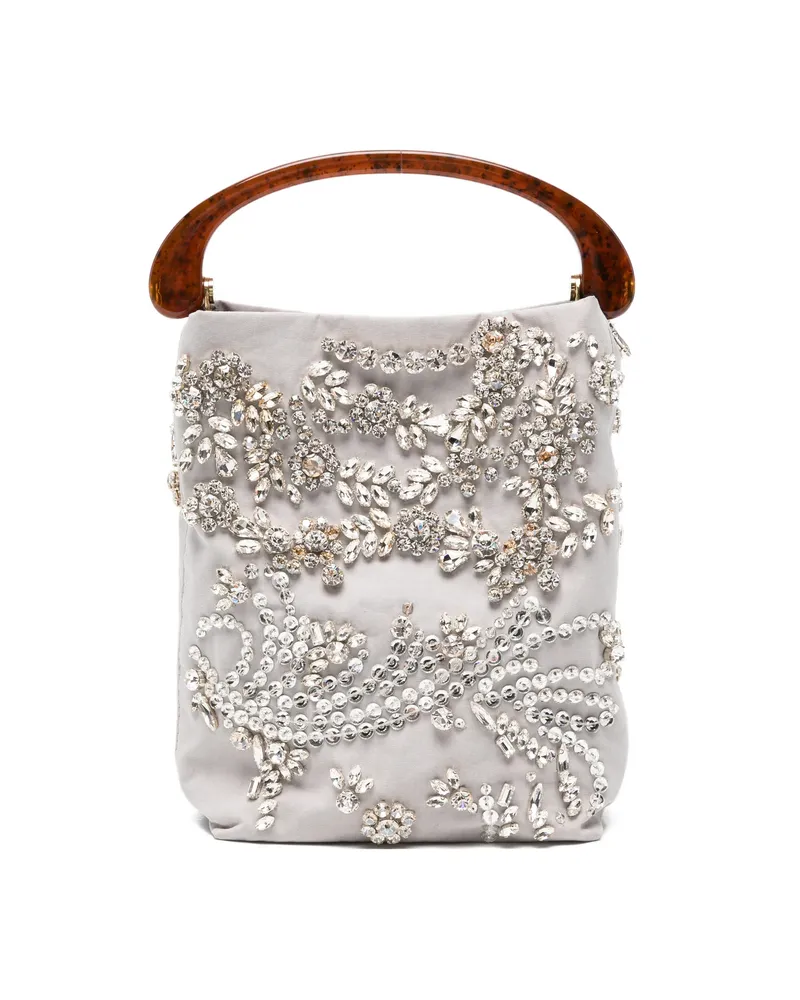 Dries van Noten Crystal-embellished Tortoiseshell-effect Tote Bag Grey