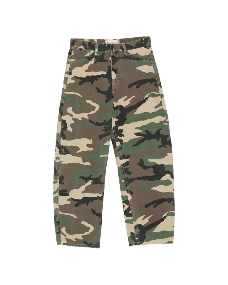 Nili Lotan Camouflage-print Wide-leg Trousers Green