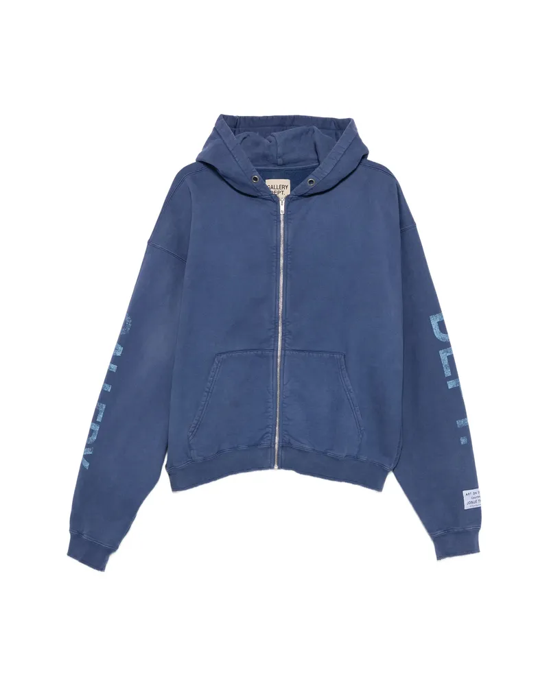 GALLERY DEPT. Logo-print Zip-fastening Hoodie Blue