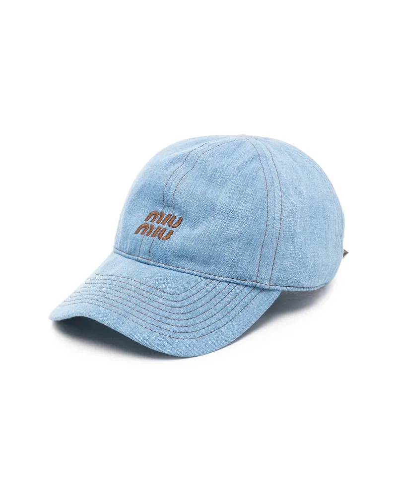 Miu Miu Logo-embroidered Denim Baseball Cap Blue