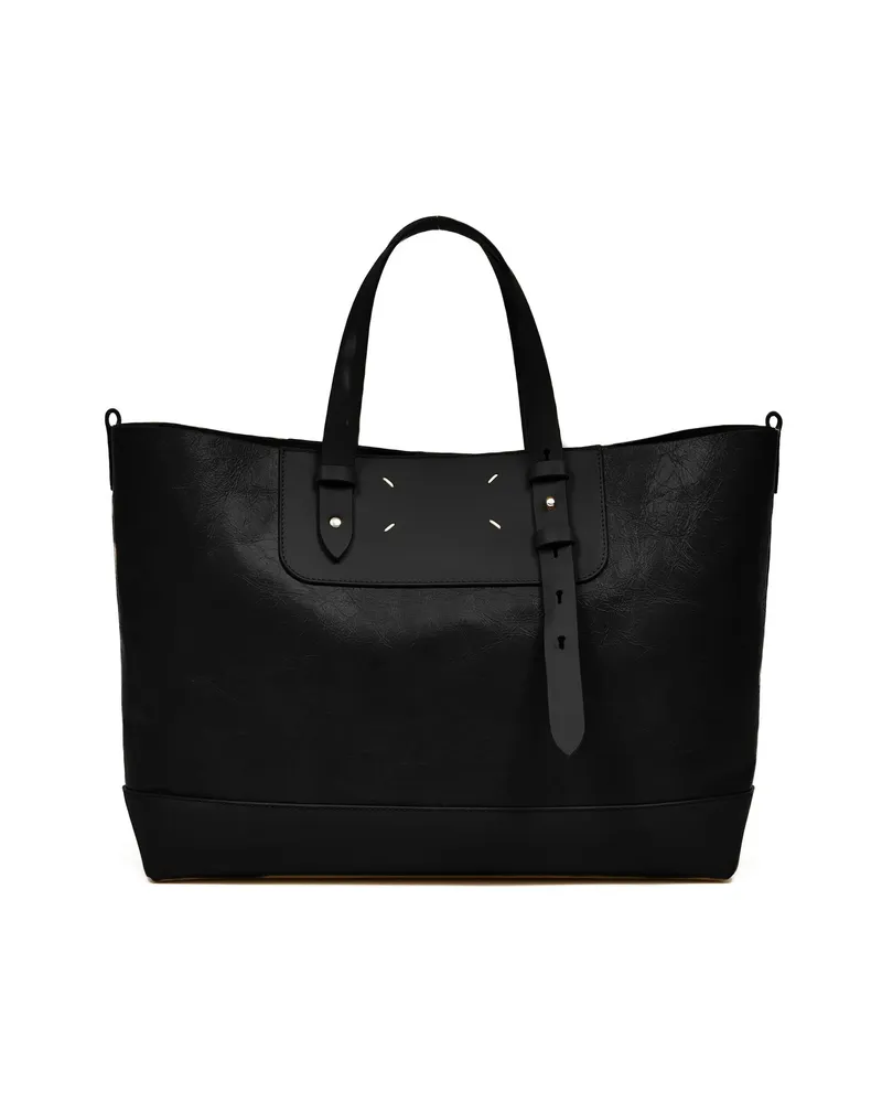 Maison Margiela Black Leather Tote Bag Black