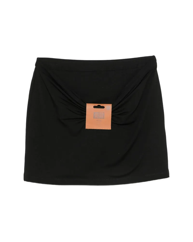 Jean Paul Gaultier Gathered Logo-patch Mini Skirt Black