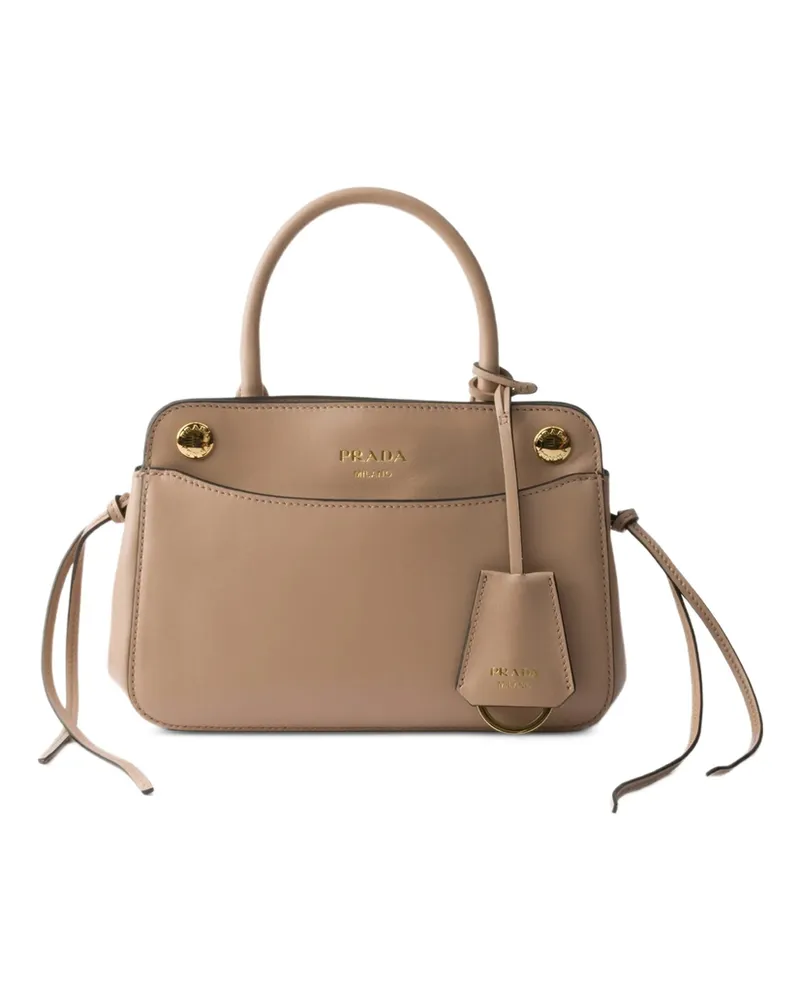 Prada Carry Mini Leather Handbag Neutrals