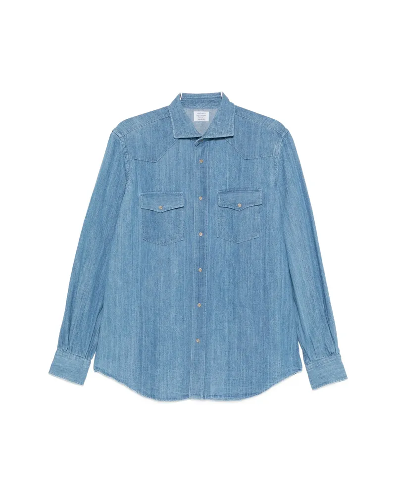 MAZZARELLI Western-yoke Chest-pocket Shirt Blue