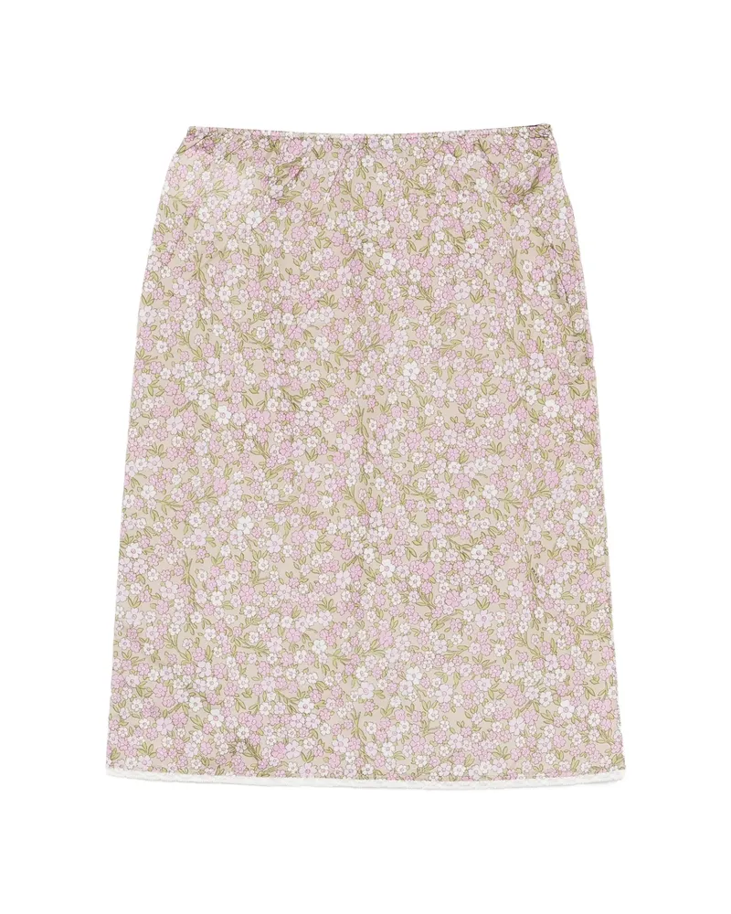 Prada Floral-print Re-Nylon Midi-skirt Pink