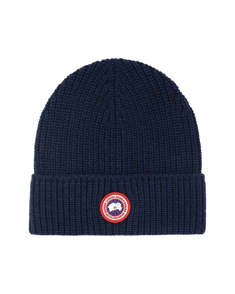 Canada Goose Ribbed Wool Beanie Blue