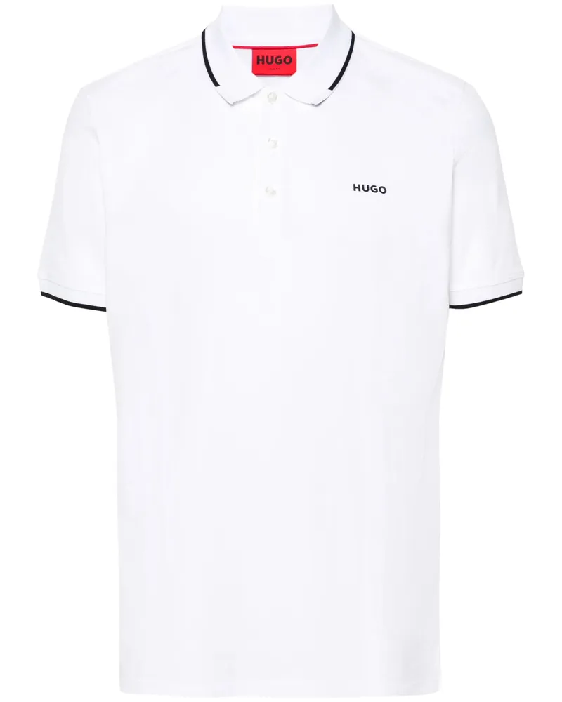 HUGO BOSS Logo-appliqué Polo Shirt White