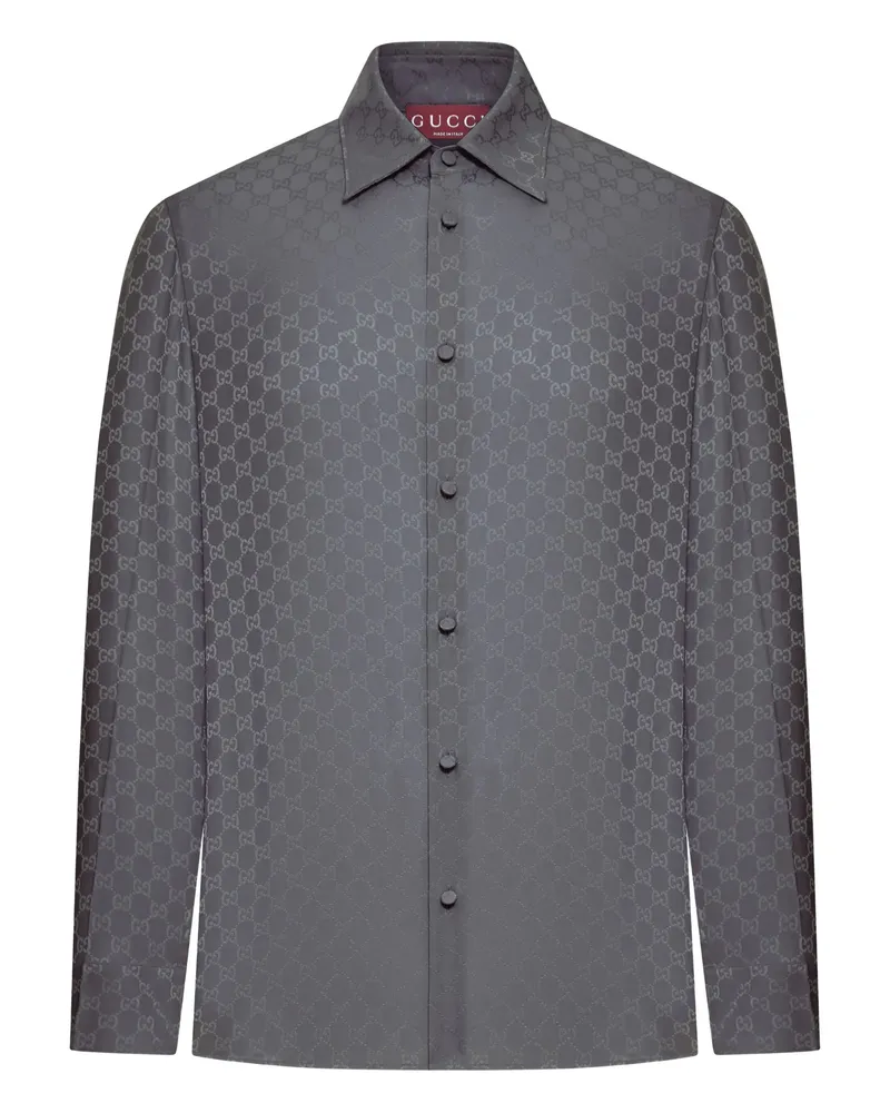 Gucci GG Jacquard Silk Shirt Grey