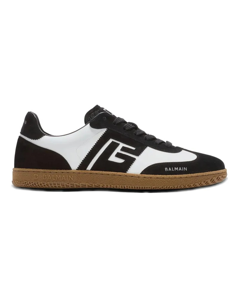 Balmain Swan Suede-leather Logo Sneakers Black