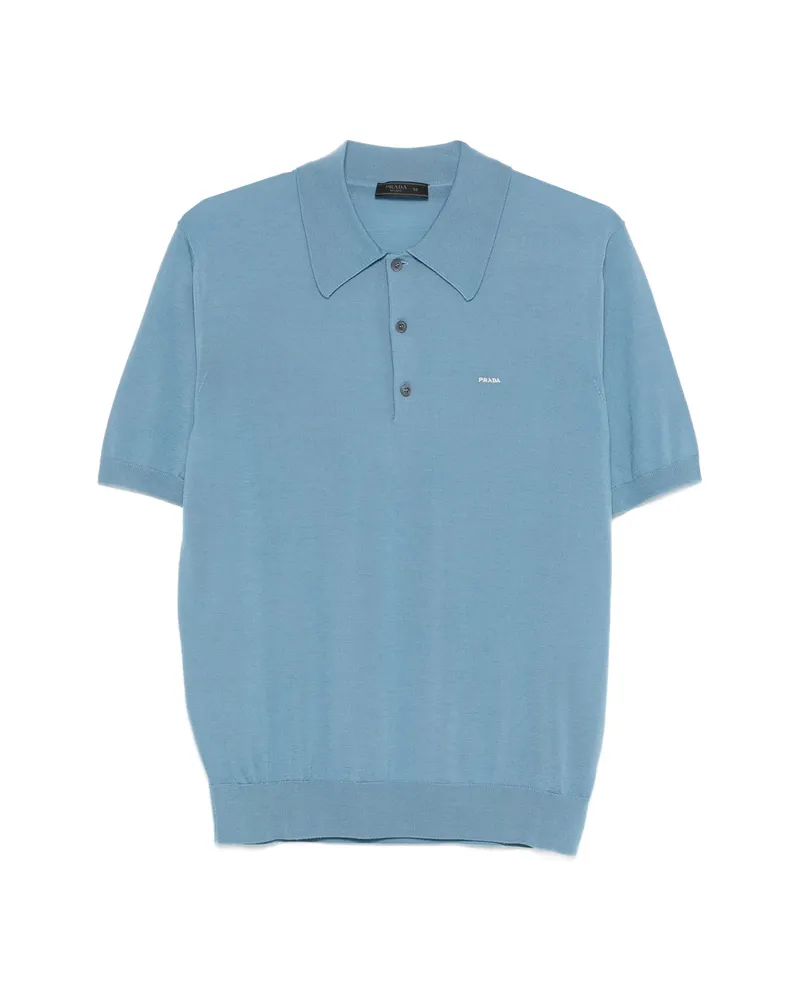 Prada Button Polo Shirt Blue