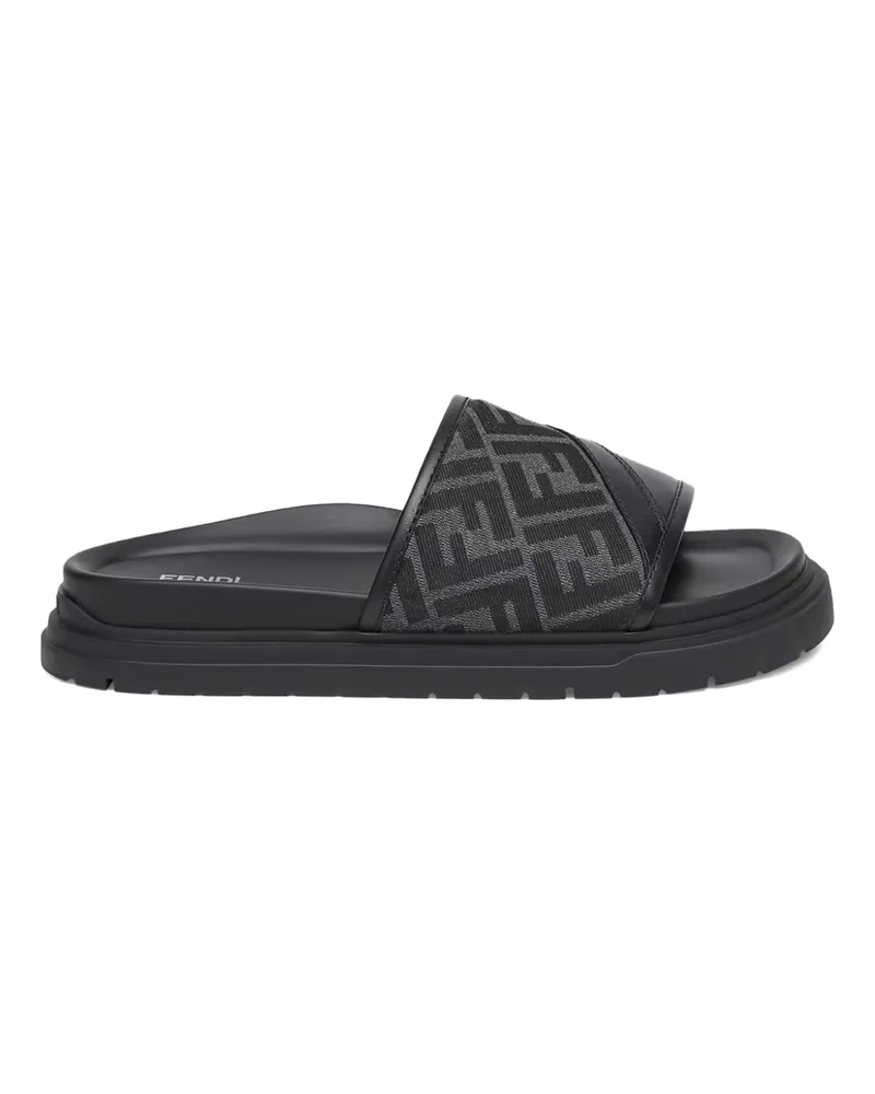 Fendi Diagonal FF Jacquard Sandals Black
