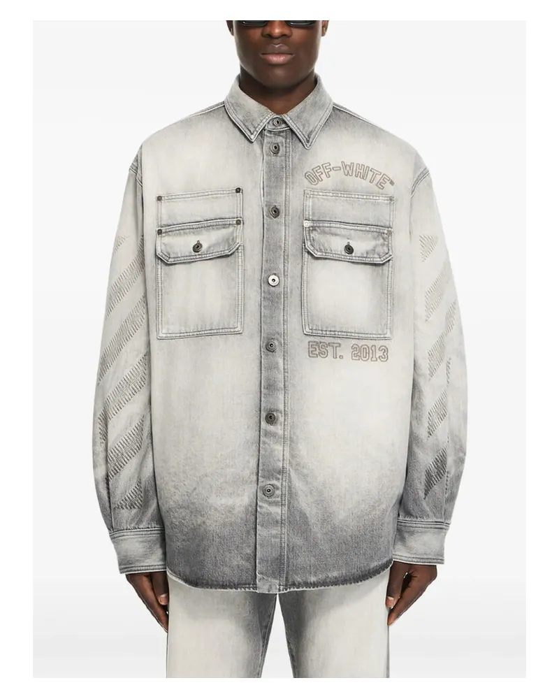 OFF-WHITE Diagonals-print Denim Jacket Grey