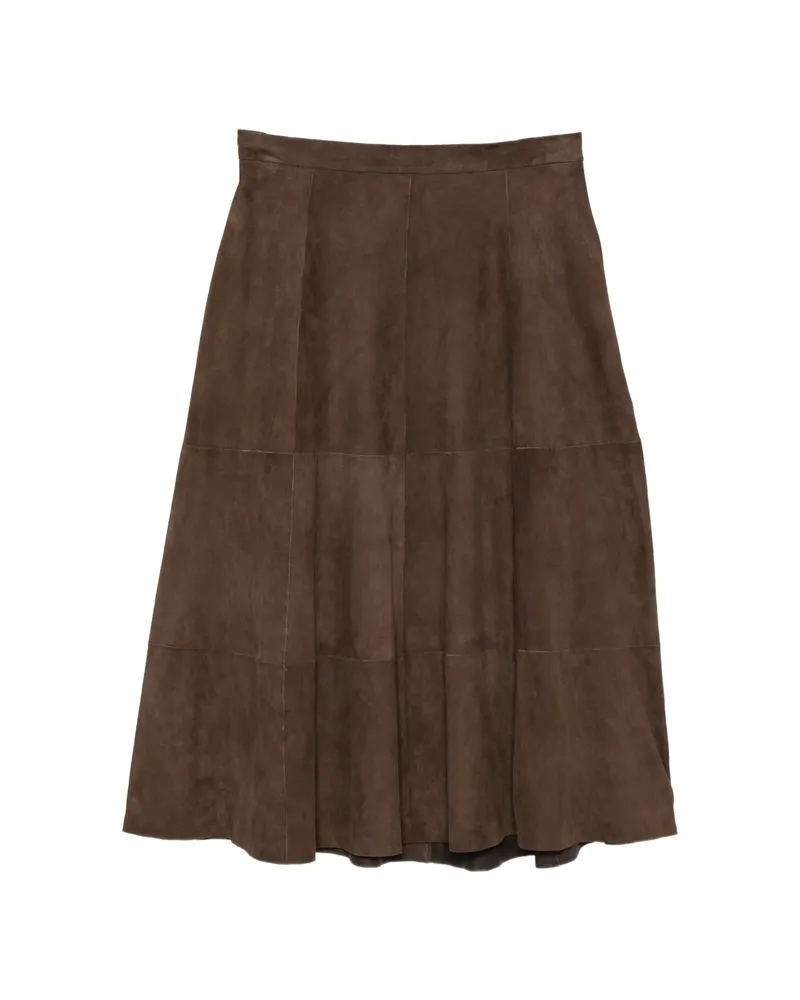Antonelli Firenze Panelled Suede Maxi Skirt Brown