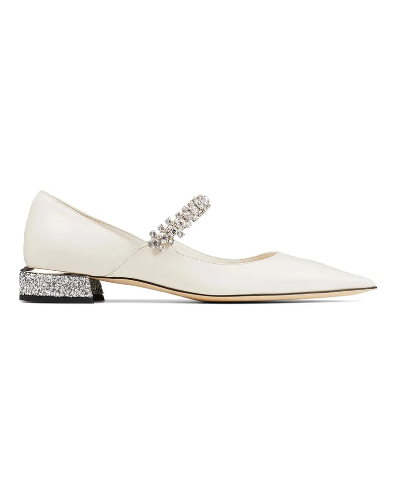 Jimmy Choo Bing Crystal-strap Ballerina Shoes White